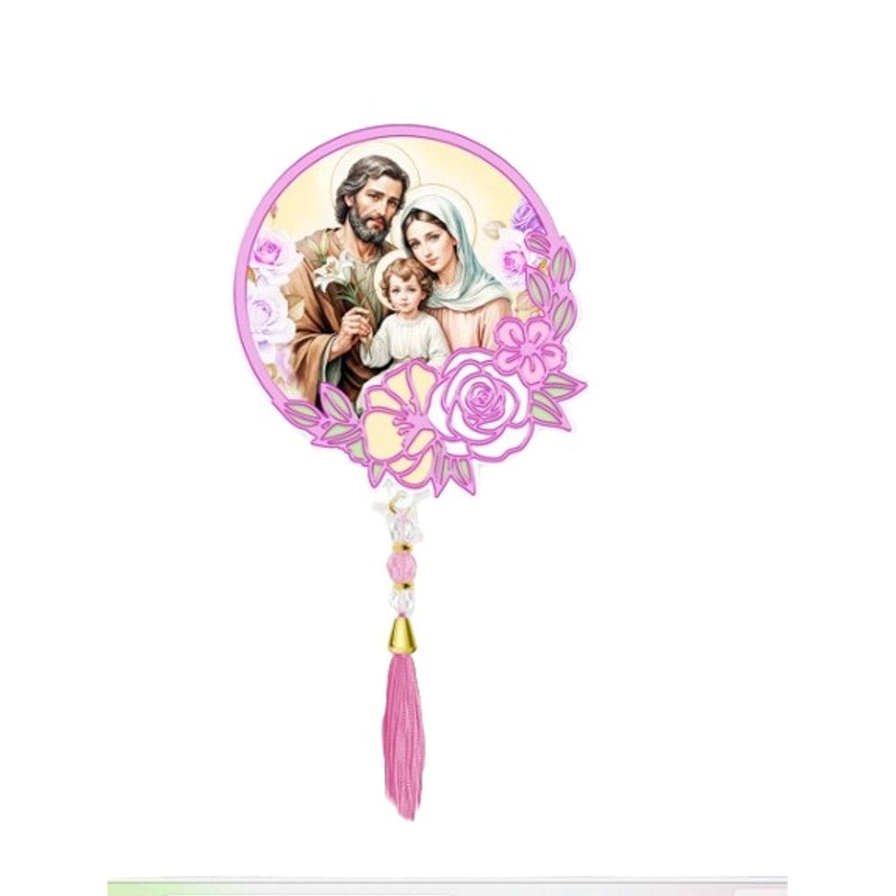 Adorno Sagrada Família Redondo Floral