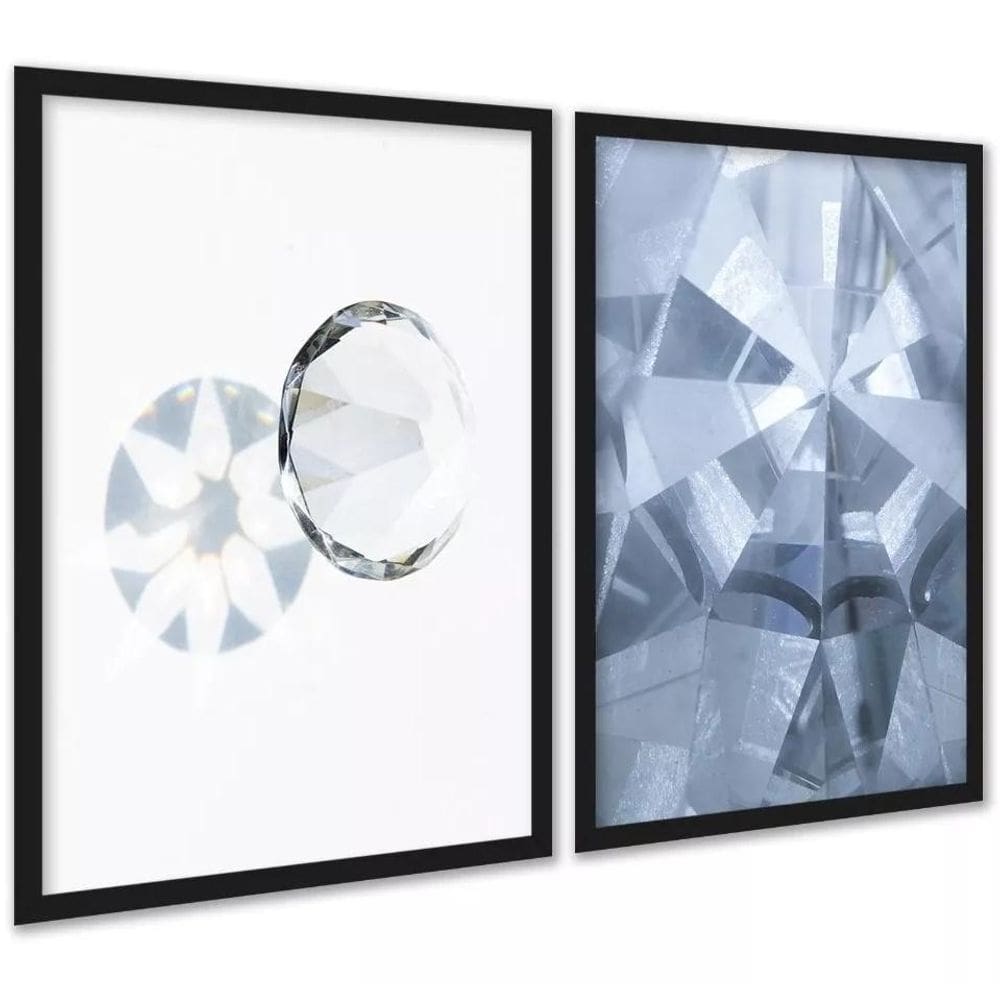 Kit 2 Quadros Decorativos Diamantes 33X24Cm