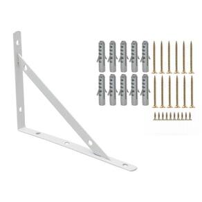 10 X Mão Francesa Branca 25Cm Com Kit De Parafuso E Bucha