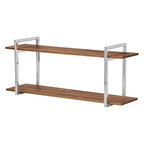 Nicho Sala E Quarto Cromado Com Prateleiras Amadeirado 80Cm