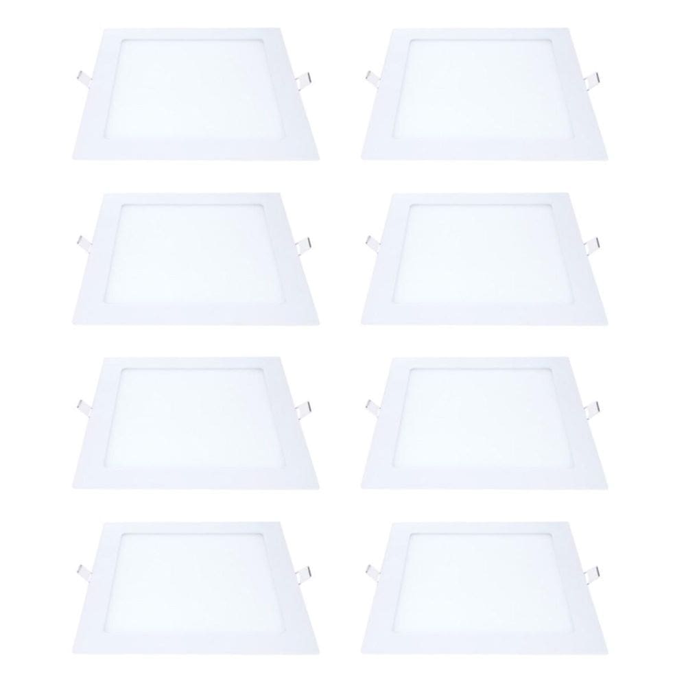 Kit 8 Painel Led Embutir Quadrado Luz Quente 3000K 18W 22Cm