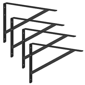 Kit 4 Suporte Prateleira Mão Francesa Pesada Aço 50Cm Preto