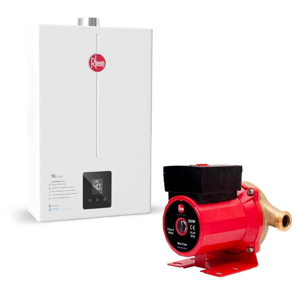 Kit Aquecedor 15 Litros GN Bivolt + Bomba 350W 220V Rheem