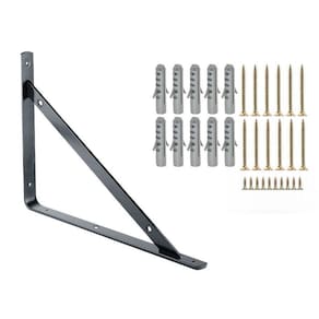 10 X Mão Francesa Preto 25Cm Com Kit De Parafuso E Bucha
