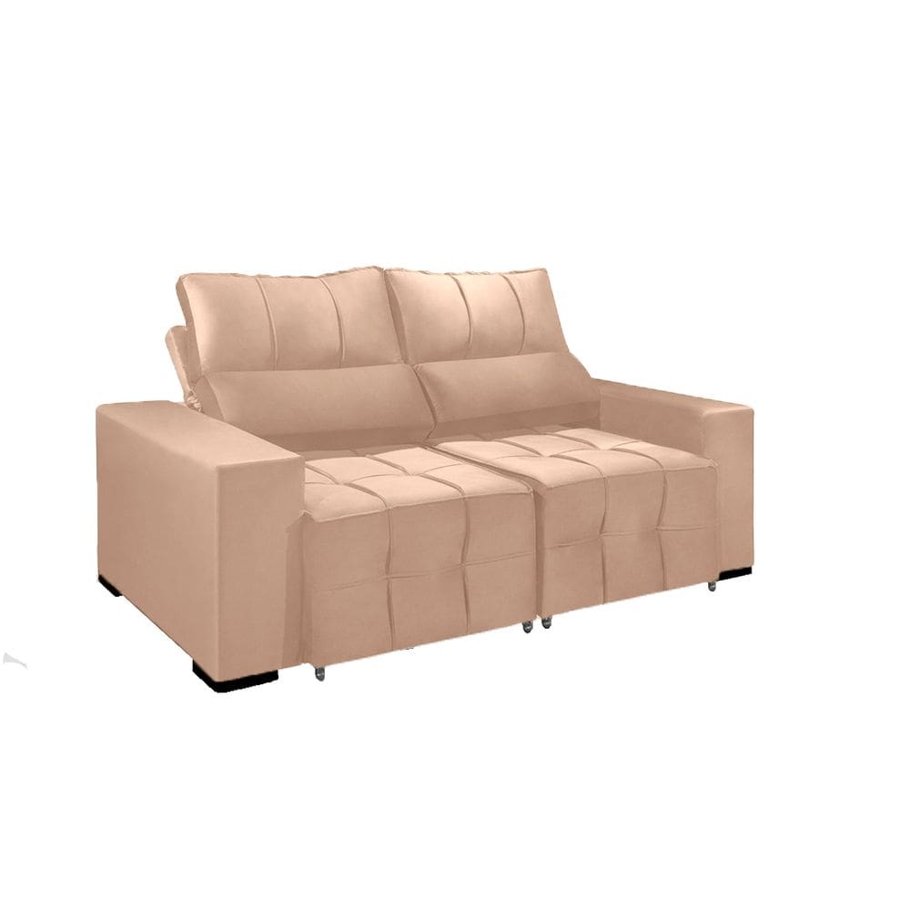Sofá 2 Lugares Arizona Retrátil e Reclinável 1,50m Suede Bege