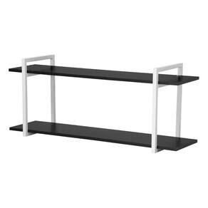 Nicho Banheiro Branco Com Prateleiras Preto 80Cm