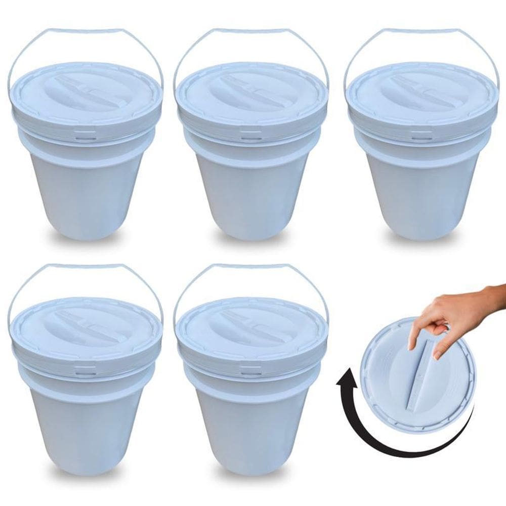 Balde Para Pesca 20L Alça Plástica E Tampa Rosca - Kit 5 Pçs