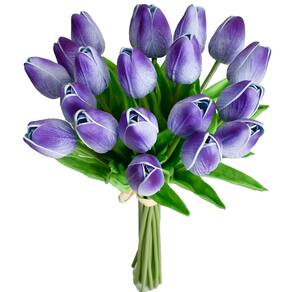 Flores falsas de seda de tulipa artificial Mandy Purple x20 35cm