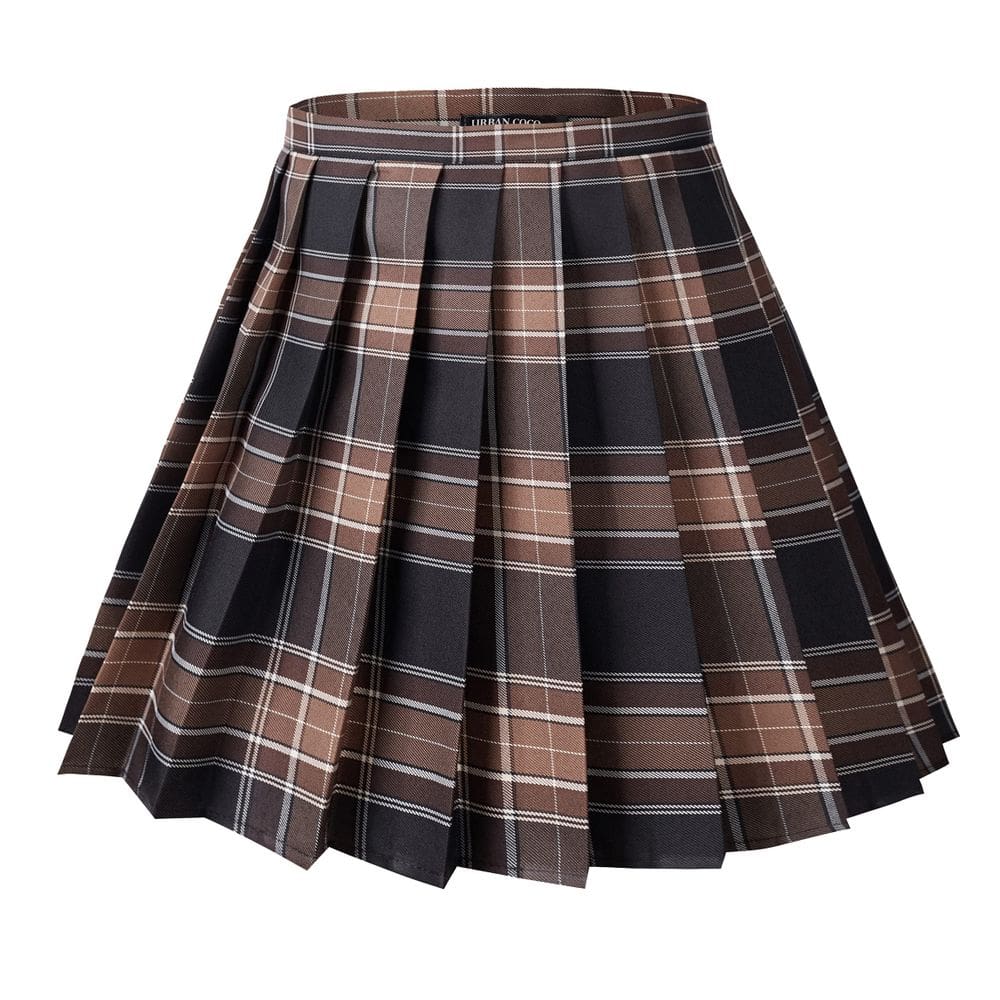 Saia Urban CoCo Uniforms xadrez plissada mini para mulheres