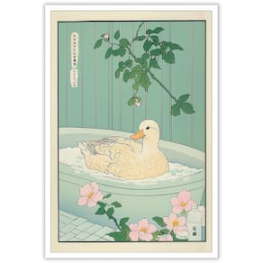Pôster de arte de parede de pato japonês em tela de banheira 40x60cm