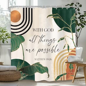 Cortina de chuveiro Glawry Green Boho Bible Verse 180x180cm Poliéster