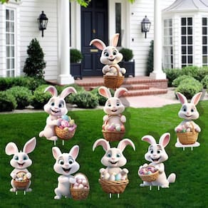 Decorações ao ar livre CiniQy Easter Yard Signs 8 peças com estacas