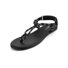 Sandálias Rihero Black Flat para mulheres, chinelos de praia, tamanho 9