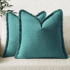 Conjunto de 2 capas de almofada MIULEE Linen Fringe, 45 x 45 cm