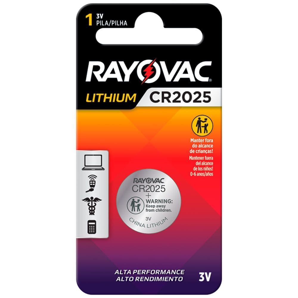 Bateria Rayovac Electrônica CR2025 Litio com 1 Unidade