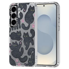Capa de telefone MOSNOVO para Samsung Galaxy S25 Plus Black Fluffy Cat