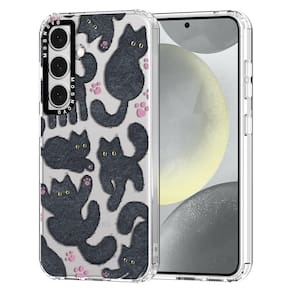 Capa de telefone MOSNOVO para Samsung Galaxy S24 Plus Black Fluffy Cat