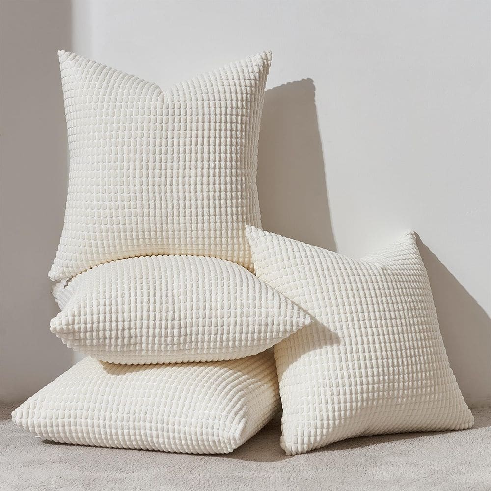 Capas de almofada Topfinel Cream White 45x45cm, pacote com 4