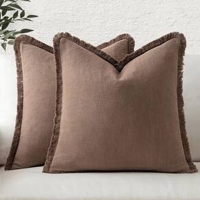 Capas de almofada MIULEE Linen Fringe Dark Coffee 45x45cm