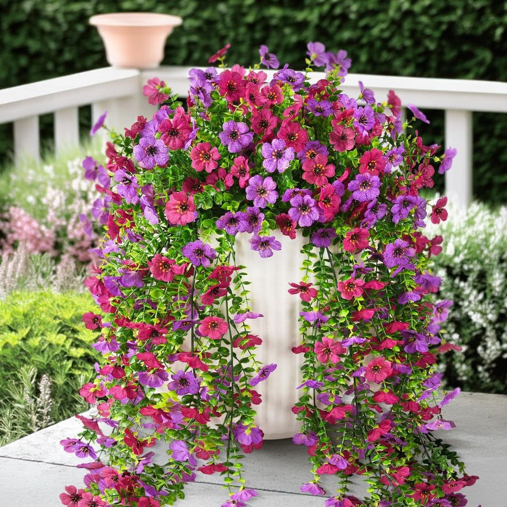 Flores artificiais penduradas ZFprocess Daisy 2 peças de roxo claro
