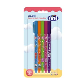 Caneta Gel Fini 0.6mm com 5 Unidades Leonora