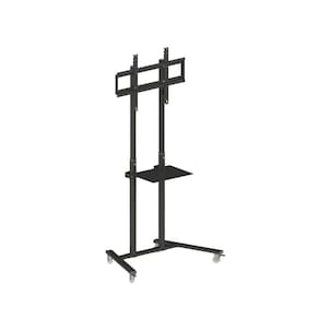 Pedestal c/Bandeja e Ajuste de Altura p/TVs 40" a76" c/Rodízio - Preto