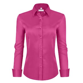 Camisas de botão para mulheres siliteelon rose red G-Small