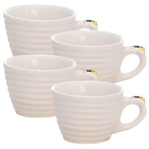 Jogo de Xícaras em Porcelana para Café Bee Branca 90ML - 4 Peças