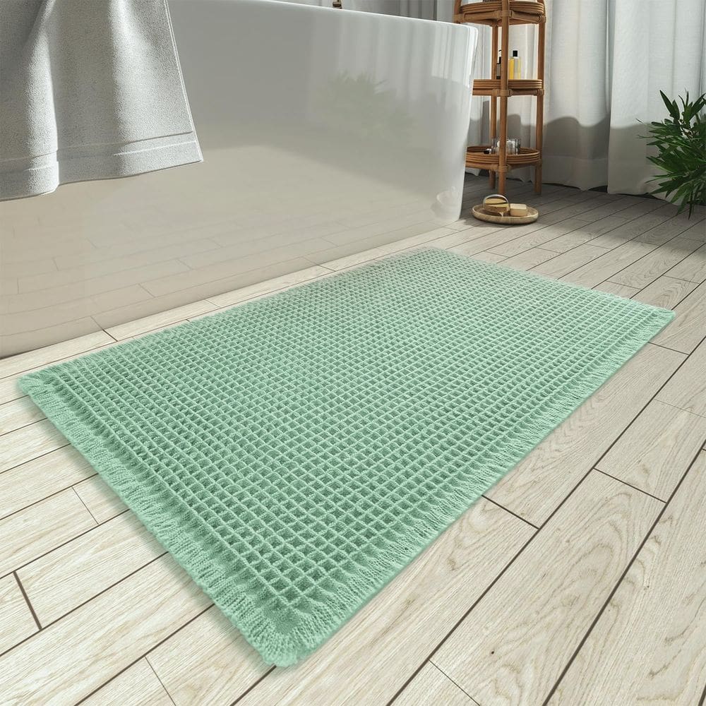 Tapete de banho AMOAMI Waffle superabsorvente antiderrapante 50x80cm Sage