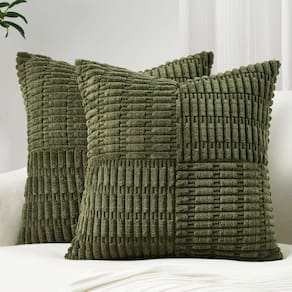 Capas de almofada Topfinel, verde escuro, veludo cotelê, 60 x 60 cm, conjunto de 2