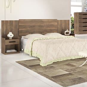 Cabeceira para Cama Box Casal Com 2 Mesas de Canto Rústico