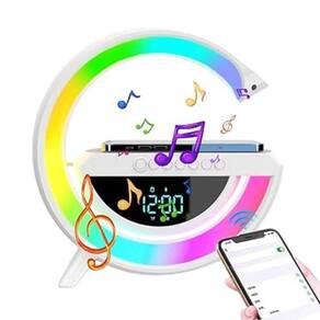 Luminária G Speaker Branca Carregador Indução Som