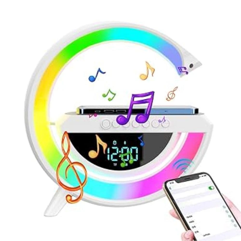 Luminária G Speaker Branca Iluminação Ajustável Som