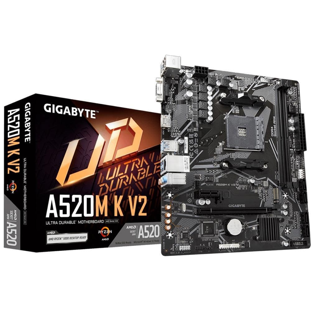 Placa Mae Gigabyte A520M K V2, Chipset A520, AMD AM4, MATX, DDR4