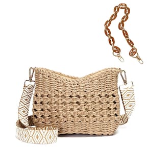 Bolsa tiracolo Straw Pocketbook Herald Small para mulheres e café