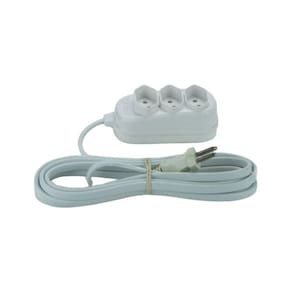 Extensão Tripla Tripolar Branca - Fiolux 5 Mts