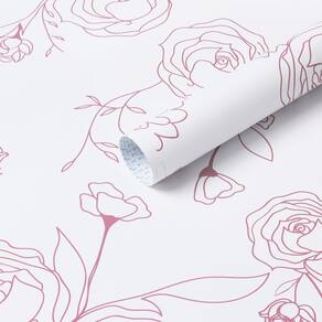 Papel de parede Safiyya 10m x 44cm Rosa Floral Peel and Stick Vinil