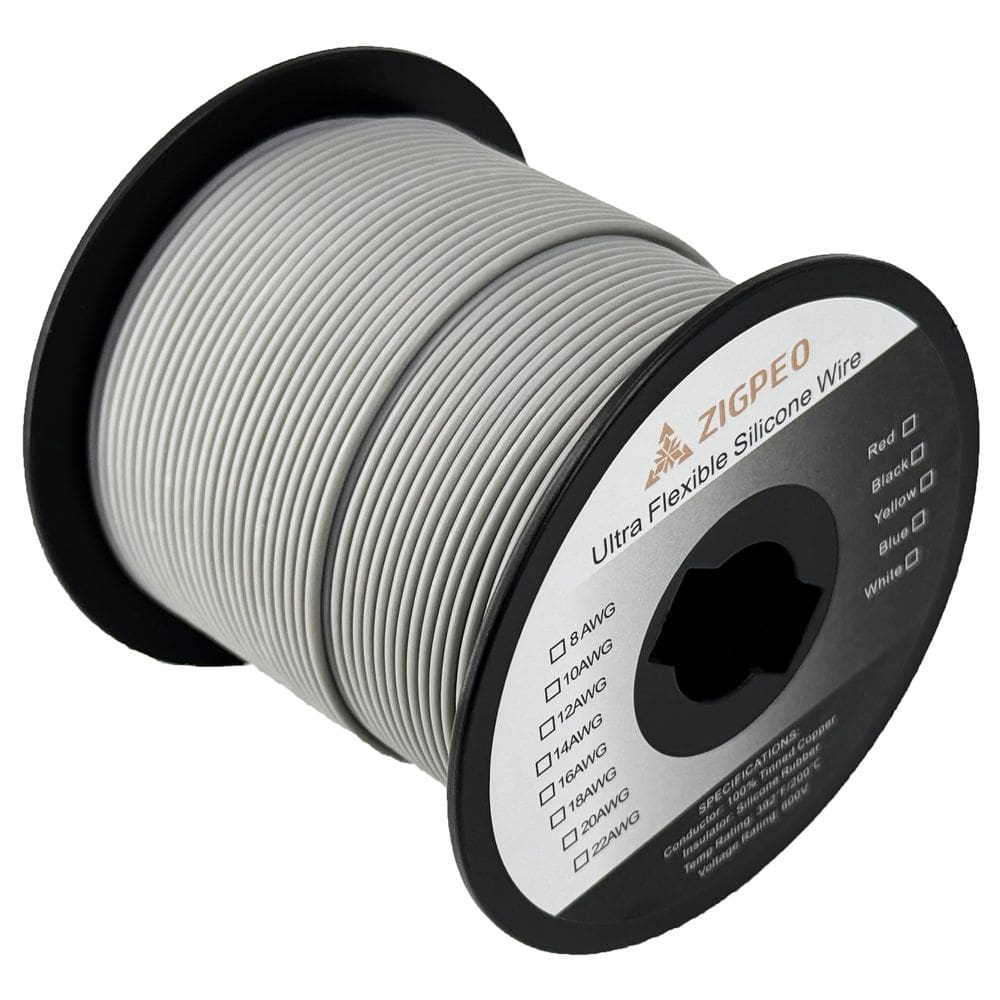 Bobina cinza de silicone Wire ZIGPEO 18 AWG de 200 pés, 150 fios
