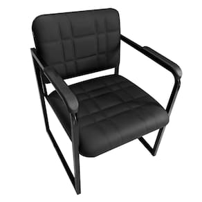 Cadeira Office Recepção Salão Clínica Base de Ferro Corino Preto