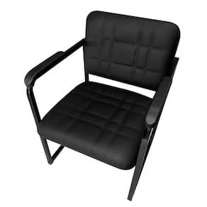 Cadeira com Base Reforçada Metal Industrial para Sala Escritório Recepção Corino Preto
