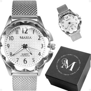 Relógio Feminino Prova Dágua Aço Inox Silicone Prata Inoxidável Moda Strass Ajustável