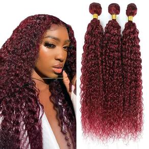 Pacotes de cabelo HeiOwuio #99j Curly Wave Burgundy 45 50 55cm 8A