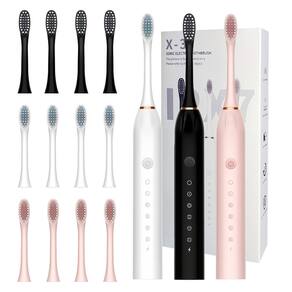 Escova de dentes elétrica MSETGRD, pacote com 3, 12 cabeças de escova, 6 modos