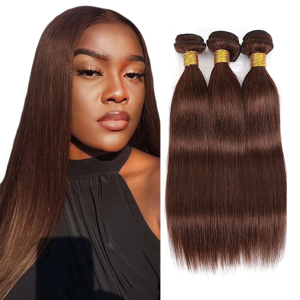 #4 Pacotes de cabelo humano liso marrom Aonbamds 70-80cm 3x50g