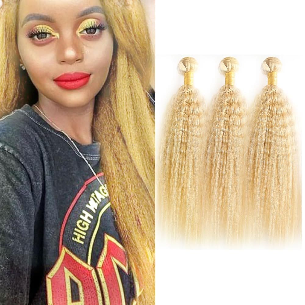 Pacotes de cabelo Aonbamds 613 Blonde Kinky Straight 50g 3x66-71cm