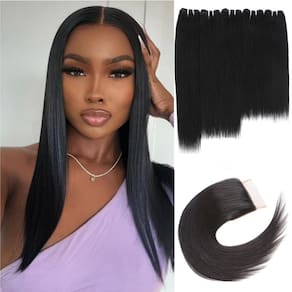 Pacotes de cabelo com fecho MeiQin Straight Brazilian Hair