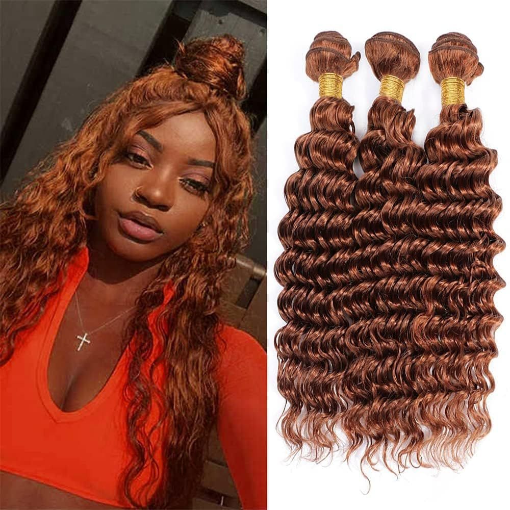 Pacotes de cabelo Leruikair Deep Wave 16cm 18cm 20cm Brown 30