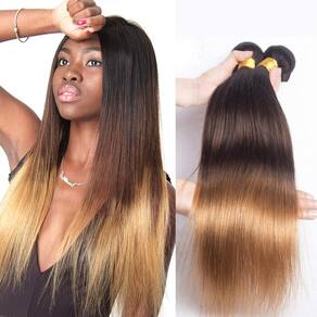 Pacotes de cabelo HeiOwuio 1B/4/27 Straight Brazilian Remy x3 45-55cm