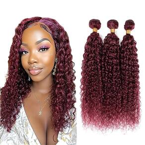 Pacotes de cabelo Niciitysi 99j Burgundy Curly Wave 40-50cm