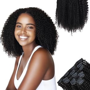 Extensões Clip In SIYUSI Afro Kinky Curly 100% cabelo humano